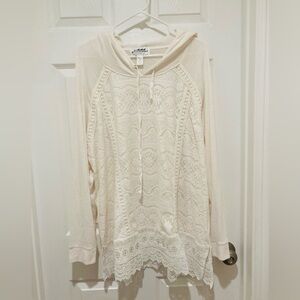 LIKE NEW Back in the Saddle size 2X Cottonwood Hoodie Ivory a cotton with Lace